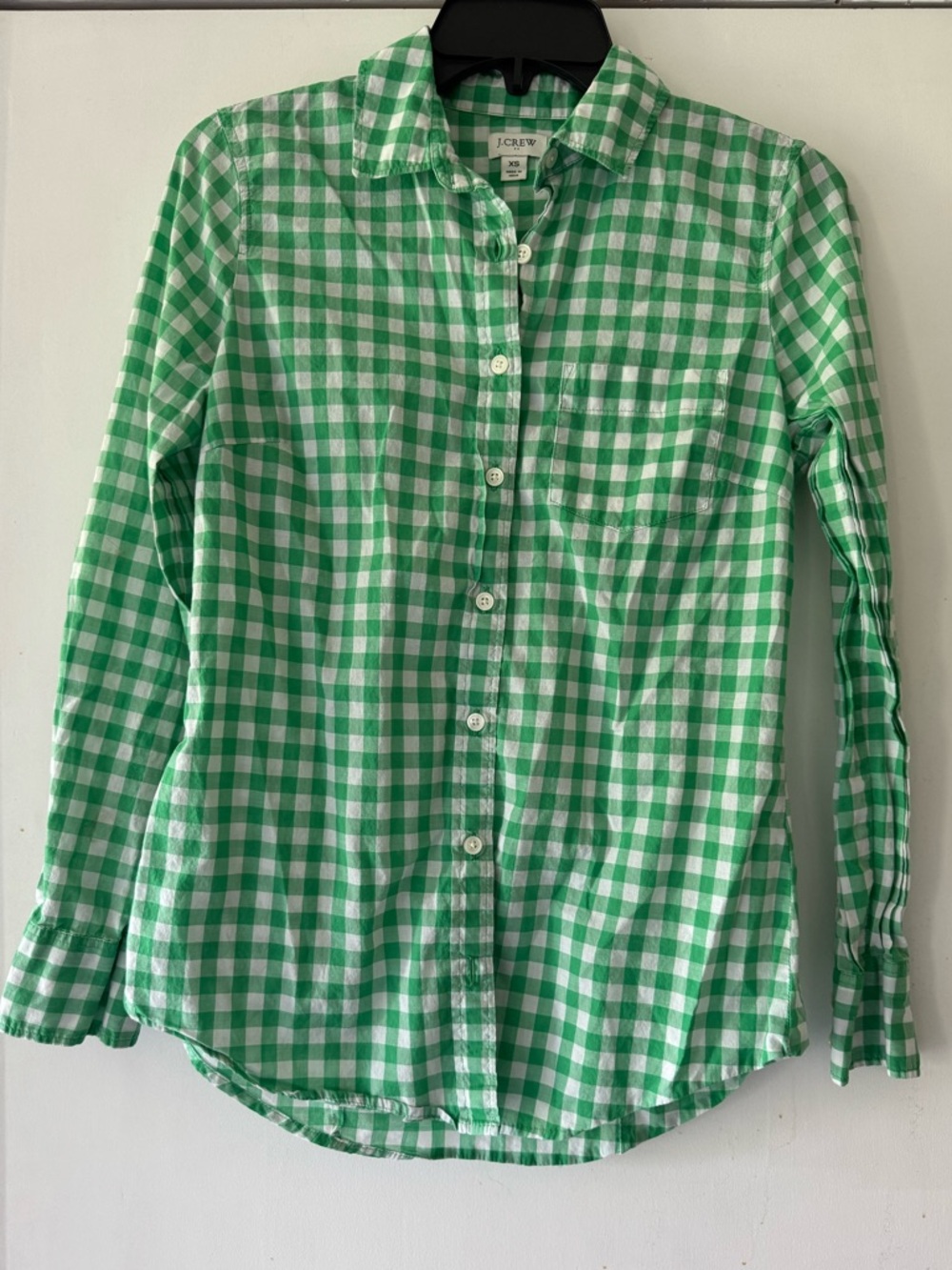 J. Crew Women’s Green Gingham Button-Up Shirt XS